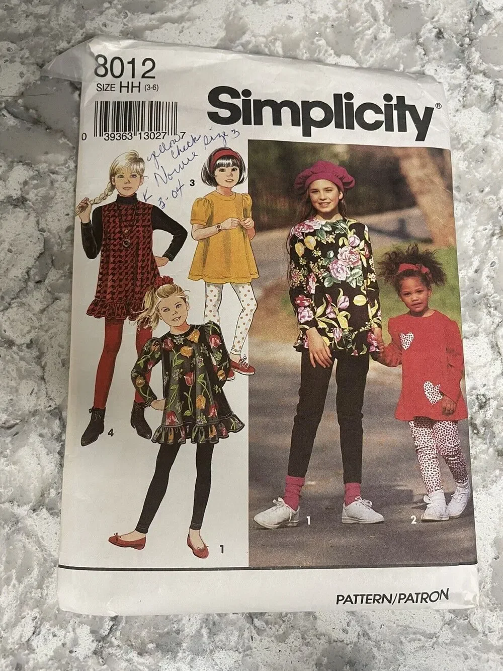 GIRLS CHILDS SIMPLICITY 8012 SEWING PATTERN KNIT LEGGINGS TOP SIZE 3-6 Cut 1992